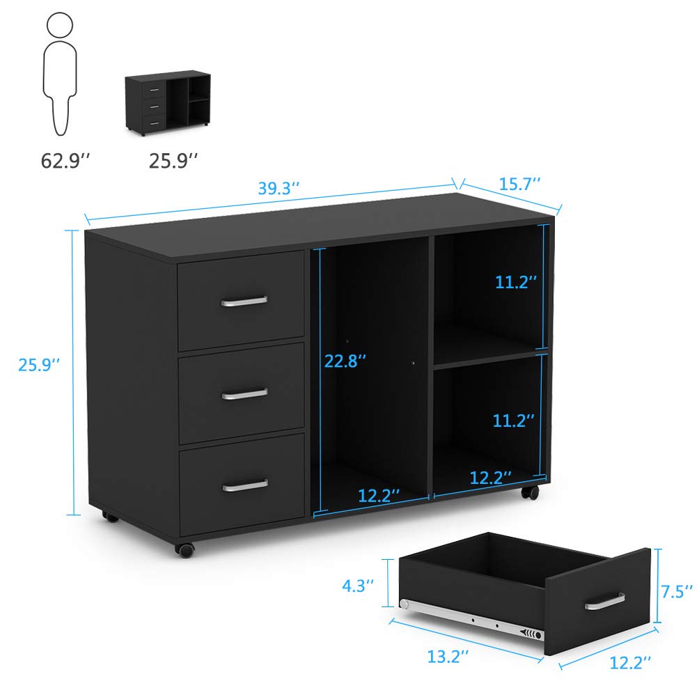 Tribesigns Large Modern Wood File Cabinets Printer Stand Storage