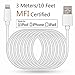LP 10ft (3 Meters) Lightning Cable (Apple MFI Certified) Sync and Fast Charging for iPhone iPad iPod Ultra-High Lifespan - White