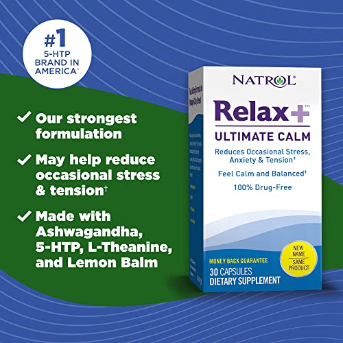 Natrol Relax+ Ultimate Calm Capsules, Reduce Occasional Stress & Tension, Dietary Supplement