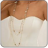 Long Pearl Necklace Layered Necklaces for Women Trendy Long Chain Necklace Dainty Statement Necklaces for Women Sweater Strand Fashion Jewelry