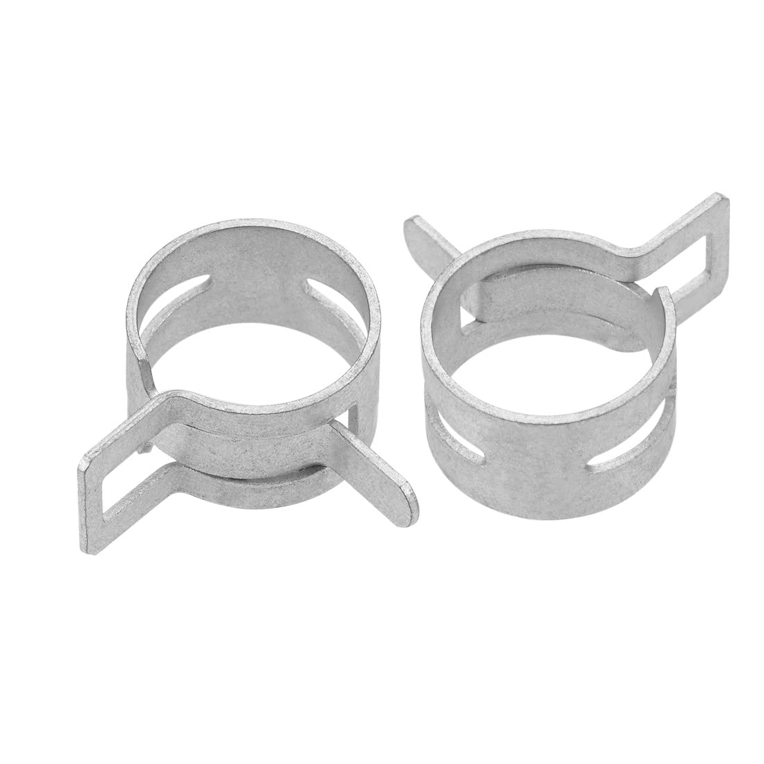 uxcell Spring Band Type Clamp 18mm Inner Dia Fit 18.5-19.2mm OD Hose Fuel Line Silicone Tube Clips Clamp Silver Manganese Steel 10Pcs