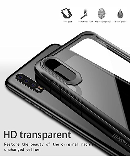 MOZEEDA Huawei P20 Hülle, klar, kratzfest, harte PC-Rückseite, Schutzhülle, schlanke Stoßdämpfung TPU, Stoßfänger, weiche Handyhülle für Huawei P20 (Schwarz)