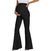 Peauty Buttery Soft Maternity Flare Leggings Over The Belly - Stretchy Belly Support Pregnancy Pants for Yoga Lounge Wear