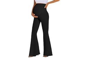 Peauty Buttery Soft Maternity Flare Leggings Over The Belly - Stretchy Belly Support Pregnancy Pants for Yoga Lounge Wear