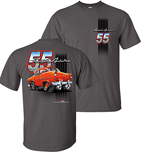55 Chevy Bel Air "Tooned Up" T-Shirt 100% Cotton Preshrunk - Gray - By HRAC