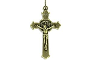 GIFTS CATHOLIC, INC. Lot of 10- Saint St St. Benedict Crucifix Cross Pendants 1.5" Medal Bronze Italy Catholic …