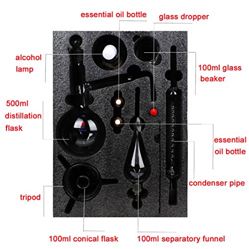 24pcs New 500ml Lab Essential Oil Distillation Apparatus Water Distiller Purifier Glassware Kits w/Condenser Pipe Flask - Thumbnail 7