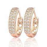 GULICX Party Jewellery Cubic Zirconia Round Hoop Elegant Huggie Earrings Clear Gold Plated Brass