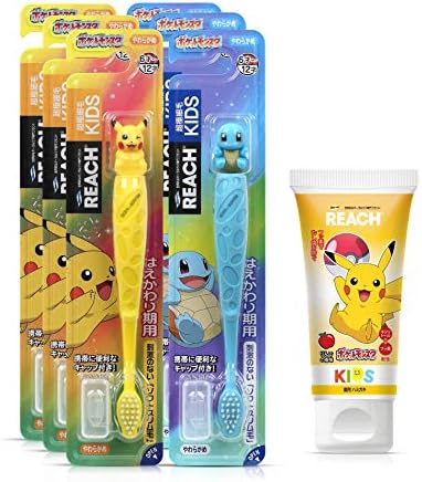 リーチ キッズ歯ブラシフィギュア付き ピカチュウゼニガメ 各3個 歯磨き粉60g 大放出セール
