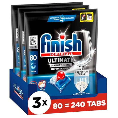 Finish Ultimate Infinity Shine Spülmaschinentabs – Geschirrspültabs für Tiefenreinigung, Fettlösekraft und Glanz mit Schutzschild – 240 Finish Caps (3