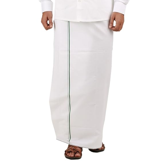 MEN'S SMALL BORDER DHOTIE PACK OF 1 (WHITE) SINGLE