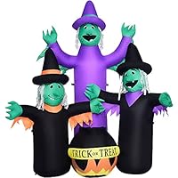 Haunted Hill Farm 6 Ft. Inflatable Pre-Lit Brewing Witch Trio with Cauldron | Outdoor Blow-Up Festive Halloween Party Decor with Blower, Stakes, Ropes, and Storage Bag Haunted Hill Farm 6 Ft. Inflatable Pre-Lit Brewing Witch Trio with Cauldron | Outdoor Blow-Up Festive Halloween Party Decor with Blower, Stakes, Ropes, and Storage Bag