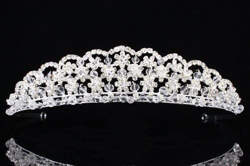 Floral Design Rhinestone Crystal Beads Bridal Tiara Crown T900