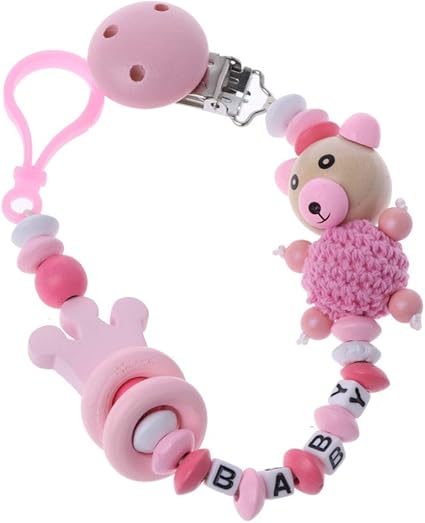 TYRY.HU Schnullerkette 2-tlg. - Baumwolle Schnullerclip Mit Tier-Design Katze Erdbeere