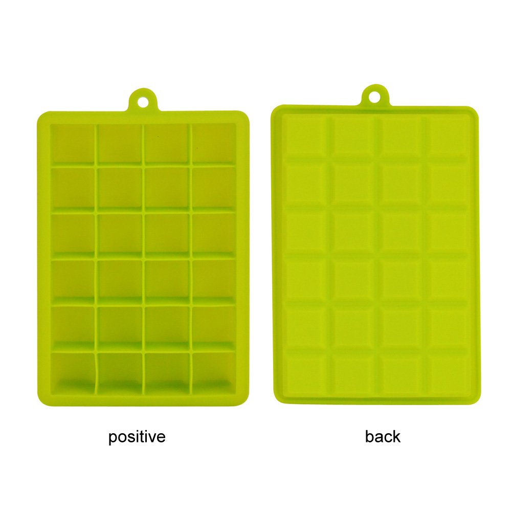 Ice Cube Trays, Silicone Ice Tray Molds Easy Release Ice Jelly Pudding Maker Mold,24 Cavity (Green)