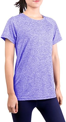 THABIT Women's Workout Shirts, Moisture Wicking Short Sleeve Tops (Medium, Lavender)