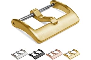 hemsut h Watch Band Replacement Buckle -Silver/Black/Gold/Rose Gold Brushed 316L Stainless Steel - 16mm, 18mm, 20mm, 22mm & 24mm for Leather Silicone Nylon Canvas Watch Bands