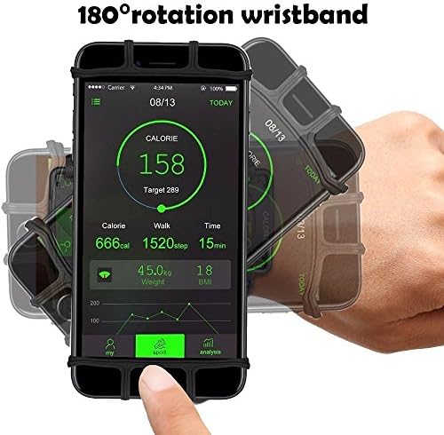 Black VUP Phone Holder 180° Rotatable Armband Workout iPhone Samsung Cellphone Case Outdoor Sport Wristband Sport Phone Armband