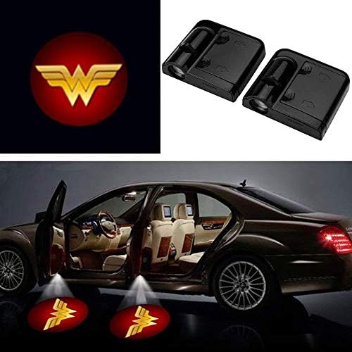 3D Ghost Shadow Emblems Wireless Door Logo Shadow Ghost Lights, 2pcs Auto Door Light Projector, Car Door Paste Projector Lights logo Fits Most Car (Red W onder Women)