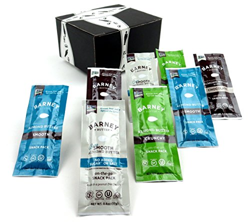 Barney Butter All Natural Almond Butters 4-Flavor Variety: Two 0.6 oz Snack Packs Each in a BlackTie Box (8 Items Total)