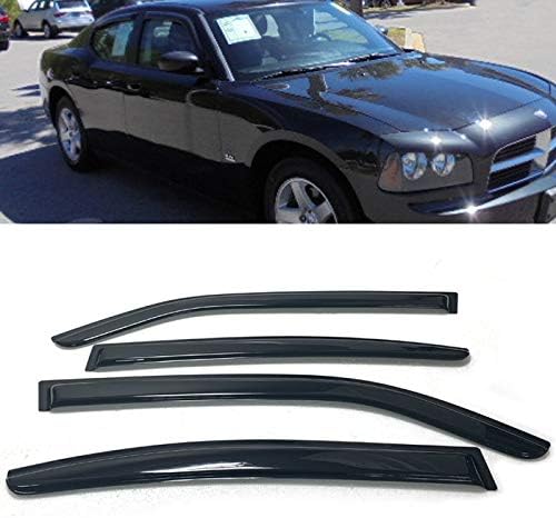 Set of 4Pcs Smoke Window Sun Rain Visor Vent Guard Deflector Shade For 06 07 08 09 10 Dodge Charger