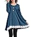 Sanifer Women Lace Long Sleeve Tunic Top Blouse with Leggings (Large, Blue)