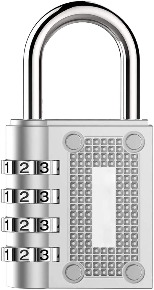 BeskooHome 4-Digit Combination Padlock - Resettable, Waterproof Outdoor Lock for Gym, Hasp Cabinet, Toolbox, Gate, Fence (1 Pack Silver)