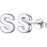 ChicSilver Hypoallergenic 925 Sterling Silver Stud Earrings Simple Tiny Initial Letter A-Z Studs for Women Sensitive Ears