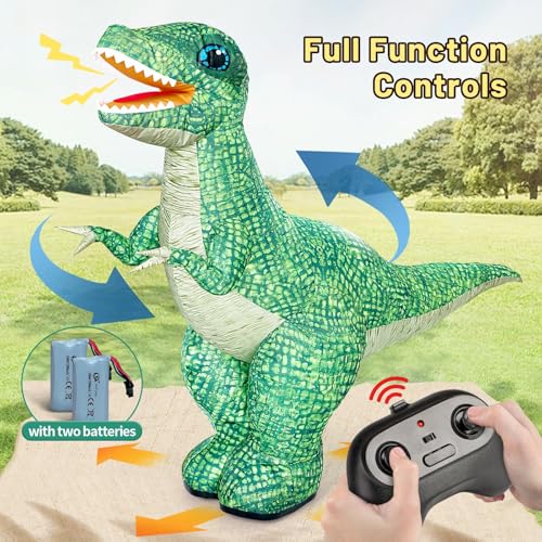 Uniiking® Inflatable Dinosaur Toy for Kids, 2.4GHZ Remote Control Electric Toy with 360°Rotation, Rechargeable Walking Dinosaur Toys for Kids Boys Age 6-8 8-12 Christmas Birthday Gifts