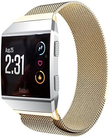 GIAYOUNEER Fitbit Ionic Watch Bands, Stainless Steel Milanese Loop Metal Replacement Strap with Unique Magnet Lock Accessories for Fitbit Ionic, Small and Large for Women Men Boy Girl, 9 Colors