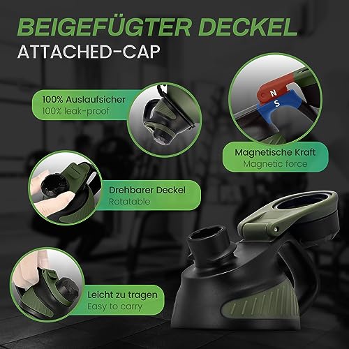 Fjbottle Gym Thermal Water Bottle 1900 ml – Leakless – Sports Bottle with Magnetic Cap, BPA-Free Stainless Steel Water Bottles for Sports, Camping, Yoga
