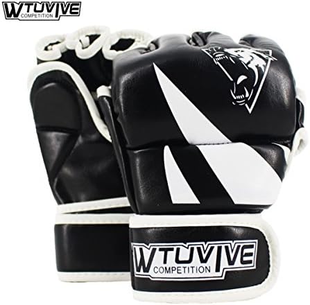 WTUVIVE Black Ferocious Beast Fitness Training Half Finger Boxing Tiger Muay Thai MMA Gloves Box Pads Gloves MMA Fight Boxe