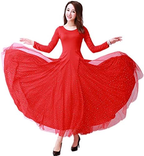 社交ダンス ワンピース レッド キラキラ スパンコール ラテンダンス衣装 社交ダンスドレス モダンダンス 衣装 長袖 レディース 舞台衣装 練習着 ワルツ 社交ダンスドレス 大きい裾 タンゴ 衣装 大きいサイズm 4xl B086lb542r 2 016円 激安通販ショッピング 超人気