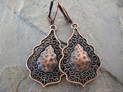 Copper Mixed Metals Filigree Danging Earrings Artisan Jewelry