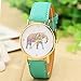 Vavna Women's Big Colorful Elephant Print Gold Dial Leather Quartz Ladies Watch Mint Green