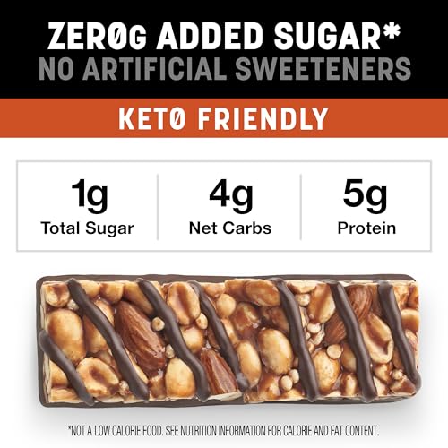 KIND ZERO ADDED SUGAR BARS, KETO SNACK, PEANUT BUTTER DARK CHOCOLATE, GOOD SOURCE OF FIBER, GLUTEN FREE, LOW SUGAR, 5G PROTEIN, 5 COUNT
