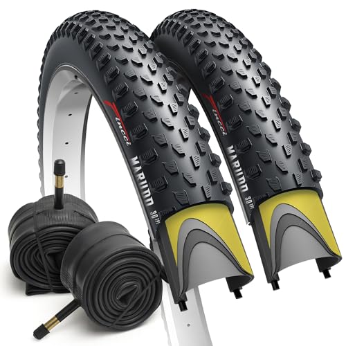 Fincci Bici Copertoni MTB 29 x 2.1 - Set di Nero Pneumatici Pieghevoli 29" con Protezione Antiforatura 1 mm e 2 Camere d'aria 52-622 - Imballaggio Gomme 29" per Gravel & Mountain & E bike