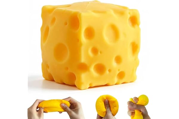Yellow Cheese Squeeze Toy, Easter Basket Stuffers for Kids Teens, Soft Simulation Food Squeeze Toy, Cute Desk Decor, Birthday Gift for Girls Boys, Office Classroom Fidget Pack