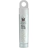 Miyuki Delica 11/0 White Pearl Luster 5.2gms Vial of Japanese Glass Beads