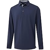 DTWOOO Men's Polo Shirt Long Sleeve Casual Solid Dry Fit High Performance Designed Collared Golf Men's Polo Shirt