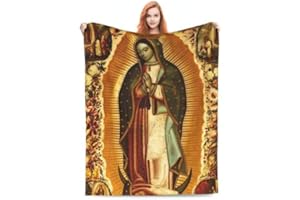 YETTA YANG Mexican Religious Catholic Virgin Mary Our Lady of Guadalupe Virgen De Guadalupe Full Fleece Throw Cloak Wearable Blanket Flannel Fluffy Comforter Quilt Bedroom Bedding King Size Plush Soft Cozy