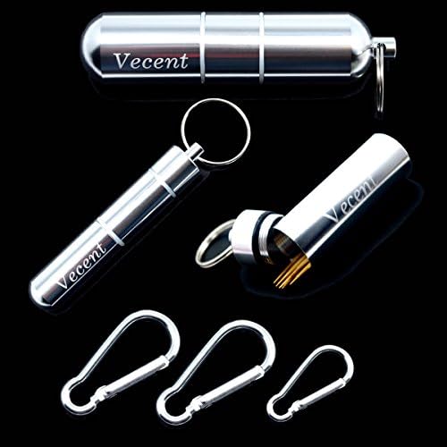 Vecent Portable Toothpick Holder All Purpose Mini box Waterproof Toothpick Box Pocket Metal Pill Case Key chain Cotton Swab Box Earphone box (4.3 IN &amp; 3.1 IN &amp; 3 IN)