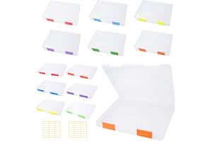 Olutacot 12 Pcs Clear A4 A5 File Box Document Plastic Storage Box with 48 Labels File Holder Organizer Paper Plastic Case Magazine Protector with Buckle Office School Supplies