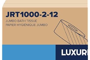 12 Papier Toilette JRTJumbo Rouleau de Papier Toilette Jumbo, 2 plis, 22,4 cm de diamètre, 9 cm de Large x 304,4 m de Long, B