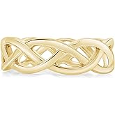 AFFY Celtic Knot Eternity Wedding Band Ring for Women, 14K Gold Plated 925 Sterling Silver, Engagement Promise Ring, Unique Celtic Jewelry Gift