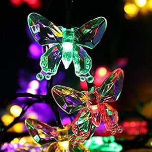 ledmomo Lantaarn Lichtketting Zonne Outdoor Waterdicht 20 LED Vlinder Decoratie 4,5 m Licht Multi-Kleur