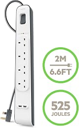 Belkin 4 Way Extension Lead with USB Ports 2.4A Shared 2m Surge Protected view 4
