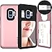 Galaxy S9, SKINU [Galaxy S9 Wallet Case] Galaxy S9 Charger Dual Layer Hidden Credit [S9 Card Case] Holder ID Slot Card Case with Inner USB Type C Adapter and Mirror for Galaxy S9 (2018) - Rose Gold