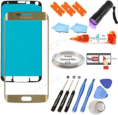 Samsung Galaxy S7 Cracked Glass Screen Repair Replacement Full Kit 13 Piece and Instructional Video (Gold)