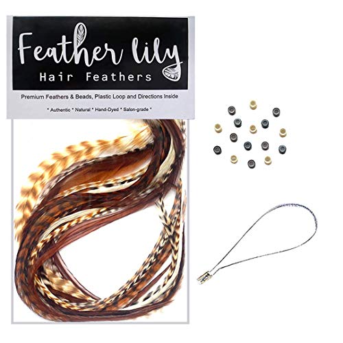 Premium Feather Hair Extension Kit, 100 Real Rooster Feathers, Long